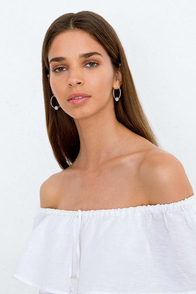 earrings - Chan Luu Grey Floating Pearl Hoop Earrings - Girl Intuitive - Chan Luu -