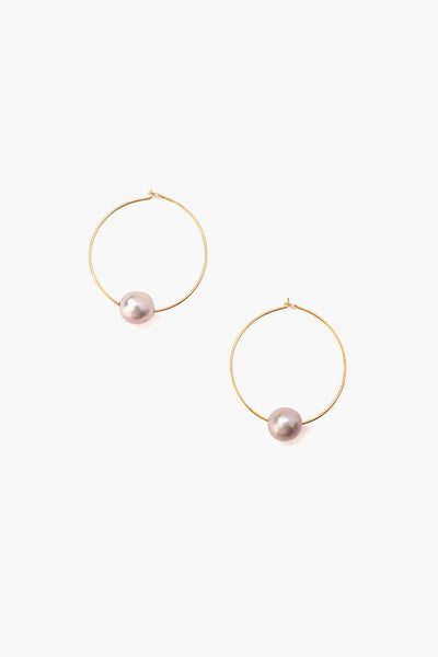 earrings - Chan Luu Grey Floating Pearl Hoop Earrings - Girl Intuitive - Chan Luu -