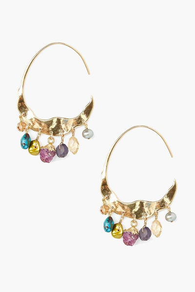 earrings - Chan Luu Crescent Multi Mix Gold Hoop Earrings - Girl Intuitive - Chan Luu -