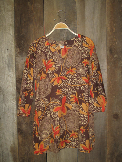 Tunic - Cotton Tunic Top Elegant Brown - Girl Intuitive - Nusantara -