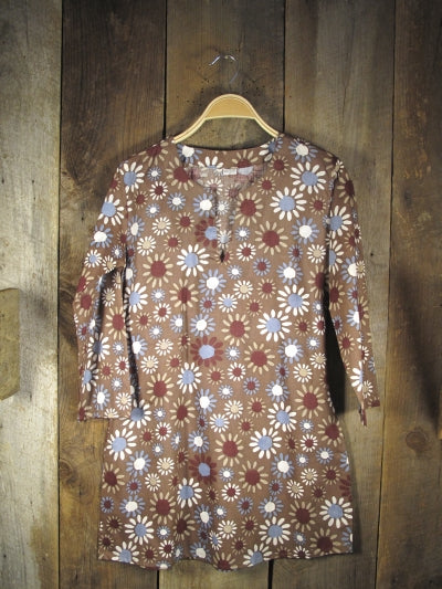 Tunic - Cotton Tunic Top Pretty Daisies Brown - Girl Intuitive - Nusantara -