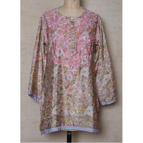 Tunic - Dolma Silk Embroidered Tunic Rose Pink - Girl Intuitive - Dolma -