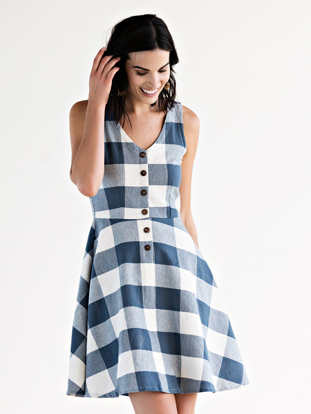 Dresses - Mata Traders Midsummer Dream Dress Blue Plaid - Girl Intuitive - Mata Traders -