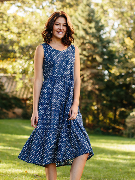 Dresses - Mata Traders Santa Monica Dress Blue Dots - Girl Intuitive - Mata Traders -