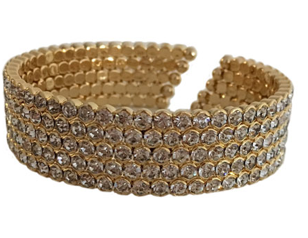 bracelet - Elegant Crystal Cuff in Gold Metal - Girl Intuitive - Pin & Tube -