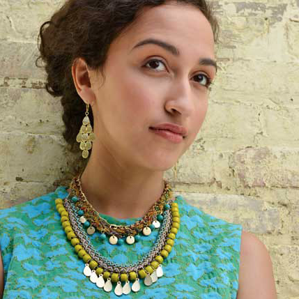 Necklace - Kantha Fabric Woven Fiesta Necklace - Turquoise - Girl Intuitive - WorldFinds -
