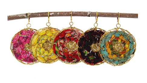 earrings - Kantha Woven Round Earrings - Girl Intuitive - WorldFinds -