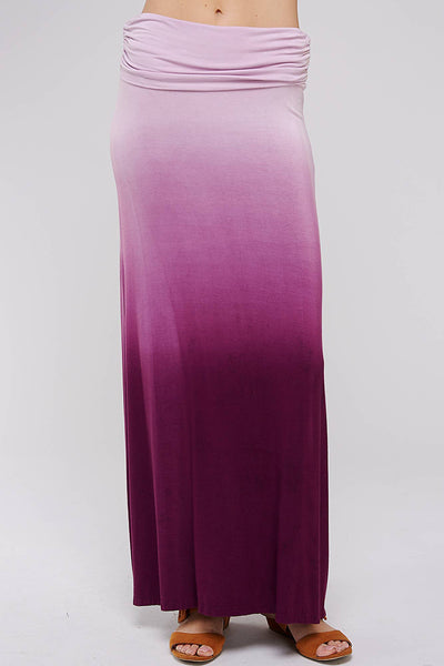 Skirt - Lavender Ombre Dip Tie-Dye Banded Maxi Skirt - Girl Intuitive - Urban X -