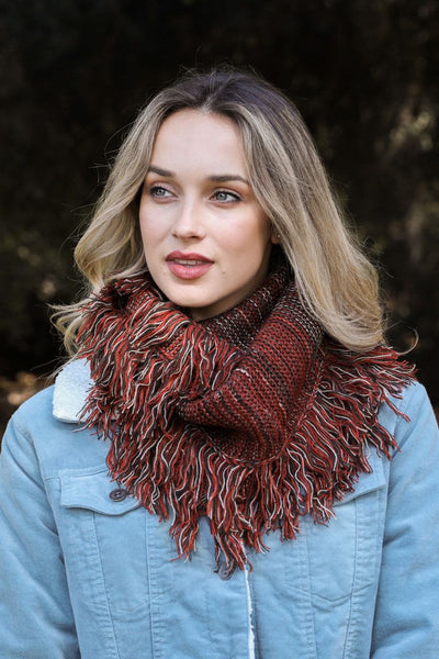 Marled Knit Frayed Trim Infinity Scarf – Girl Intuitive
