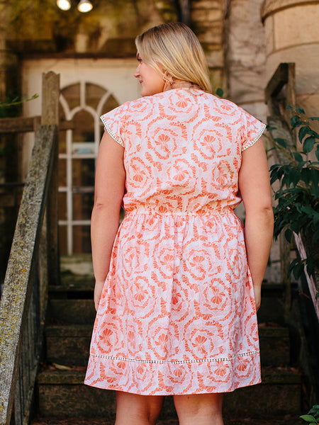 Dresses - Mata Traders Dotted Trim Plus Size Dress Coral - Girl Intuitive - Mata Traders -