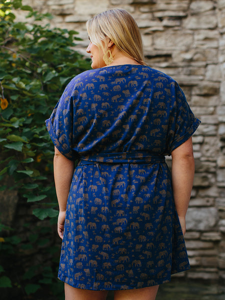 Plus Size Dress - Mata Traders Montrose Plus Size Tie Dress Elephants - Girl Intuitive - Mata Traders -