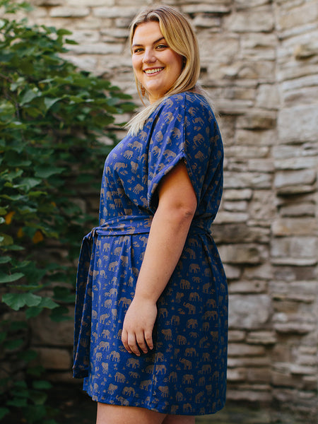 Plus Size Dress - Mata Traders Montrose Plus Size Tie Dress Elephants - Girl Intuitive - Mata Traders -