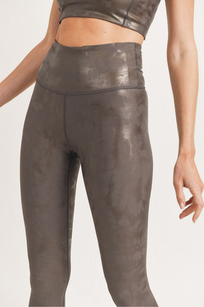 Leggings - Mono B Overlay Metallic Foil Print Highwaist Leggings - Girl Intuitive - Mono B -