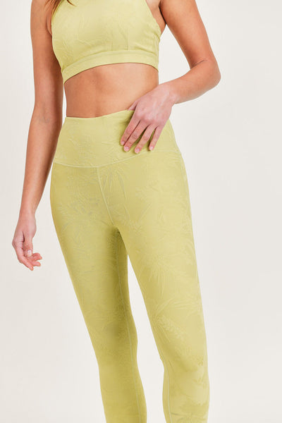 Leggings - Mono B Textured Floral Jacquard TACTEL® Highwaist Capri Leggings - Girl Intuitive - Mono B -