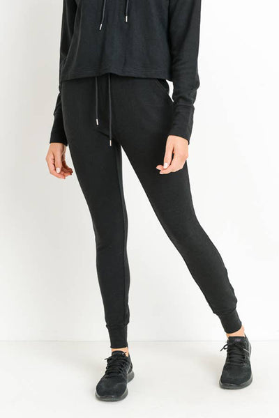 Pants - Mono B Highwaist Slim-Fit Cuffed Joggers - Girl Intuitive - Mono B -