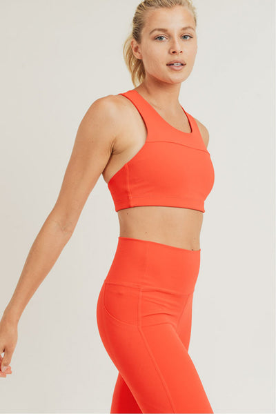 Mono B Split Front Overlay Back Adjustable Sports Bra