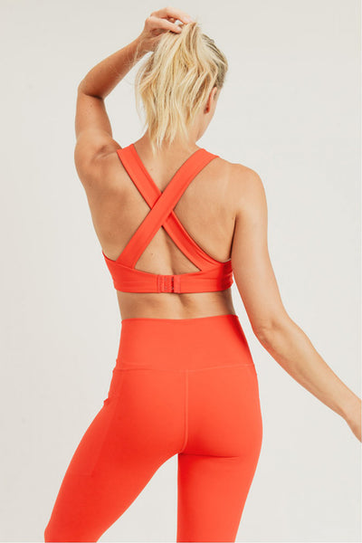 Sports Bra - Mono B Split Front Overlay Back Adjustable Sports Bra - Girl Intuitive - Mono B - S / Red