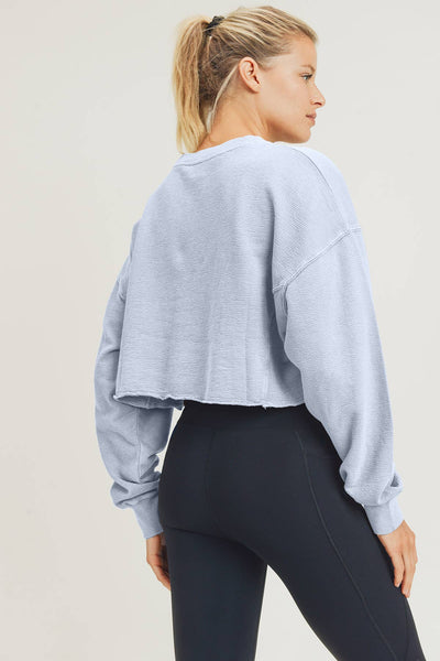 Sweatshirts - Mono B Cropped Jacquard Mineral Wash Pullover - Girl Intuitive - Mono B -