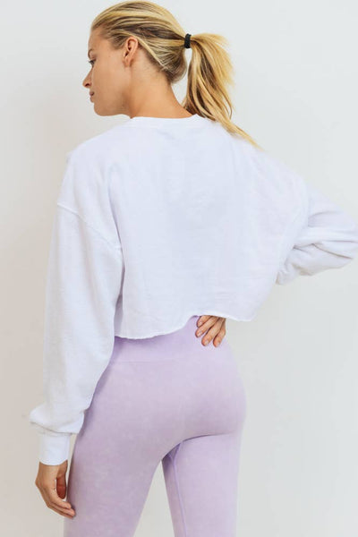 Sweatshirts - Mono B Cropped Jacquard Mineral Wash Pullover - Girl Intuitive - Mono B -