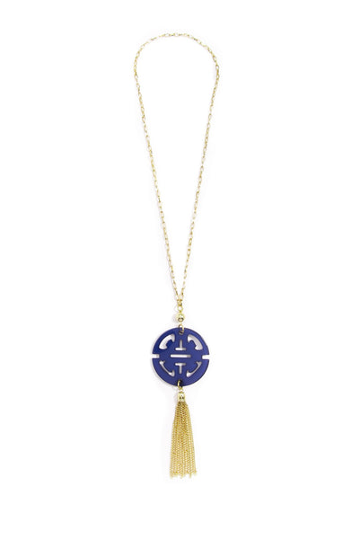 Necklace - Travel Tassel Long Necklace - Girl Intuitive - Zenzii - Navy