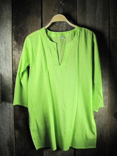 Tunic - Solid Colors Cotton Tunic Tops - Girl Intuitive - Nusantara - S / Lime