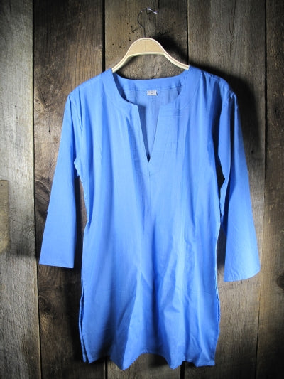 Tunic - Solid Colors Cotton Tunic Tops - Girl Intuitive - Nusantara - S / Blue