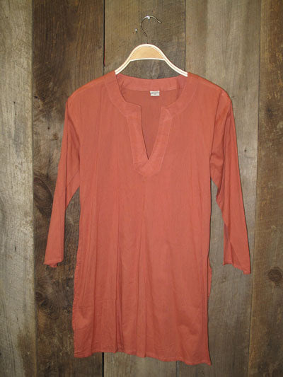 Tunic - Solid Colors Cotton Tunic Tops - Girl Intuitive - Nusantara - S / Burnt Peach