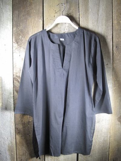 Tunic - Solid Colors Cotton Tunic Tops - Girl Intuitive - Nusantara - M / Black