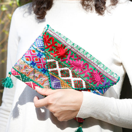 Bags - Phulkari Bohemian Clutch - Girl Intuitive - WorldFinds -