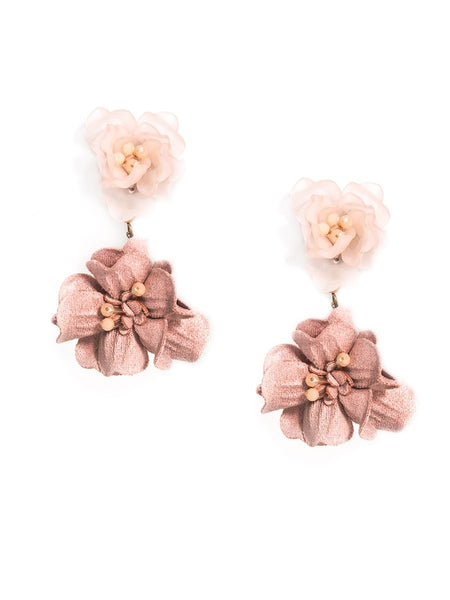 earrings - Realistic Floral Drop Earrings - Girl Intuitive - Zenzii - Pink