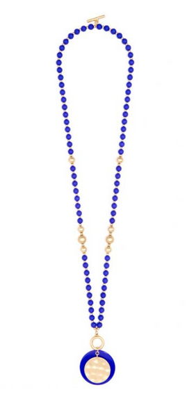 Necklace - Resin and Matte Coin Beaded Long Necklace - Girl Intuitive - Zenzii -