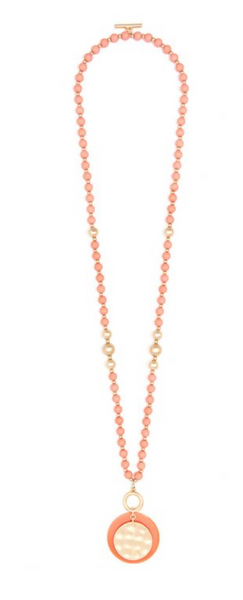 Necklace - Resin and Matte Coin Beaded Long Necklace - Girl Intuitive - Zenzii -