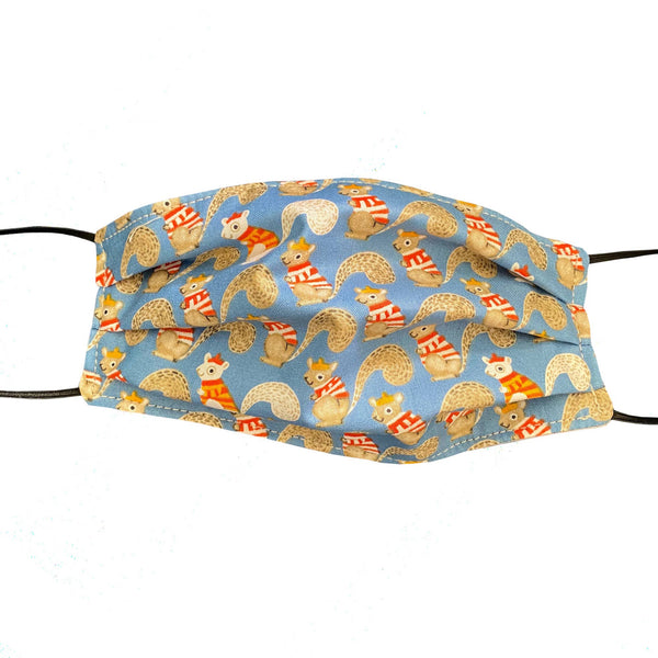 Mask - Organic Cotton Face Mask for Kids - Girl Intuitive - Natalie Therese - Small Kids Size / Blue/Beige/Red