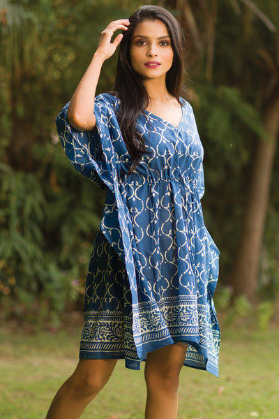 Kaftan - Sevya Block Print Cotton Caftan - Girl Intuitive - Sevya -