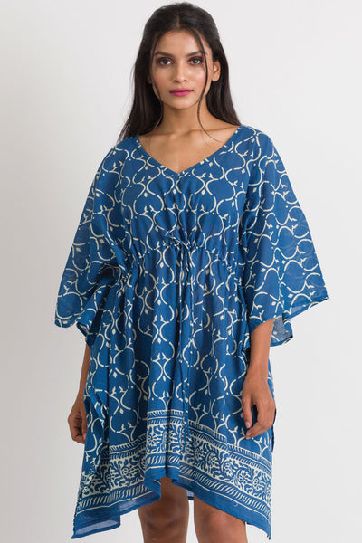 Kaftan - Sevya Block Print Cotton Caftan - Girl Intuitive - Sevya -
