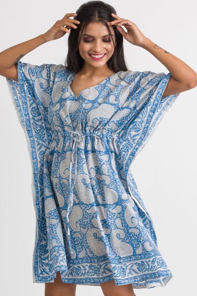 Kaftan - Sevya Block Print Cotton Caftan - Girl Intuitive - Sevya -