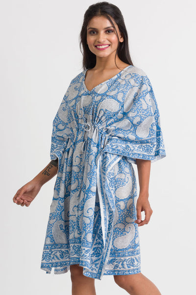Kaftan - Sevya Block Print Cotton Caftan - Girl Intuitive - Sevya -