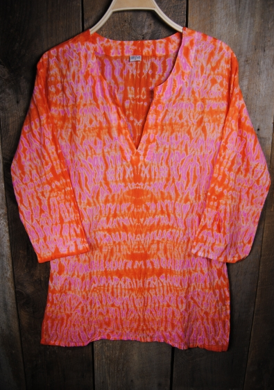 Tunic - Shibori Dyed Tunic Orange and Pink - Girl Intuitive - Nusantara -