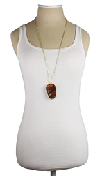 Necklace - Agate Pendant Long Necklace - Girl Intuitive - zad -