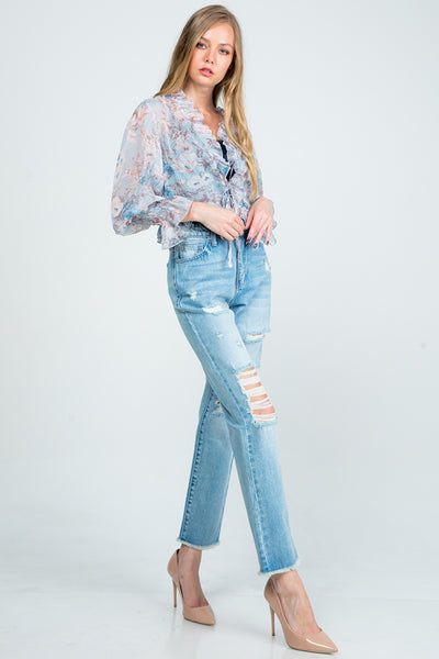 Jeans - Special A Distressed High Rise Mom Jeans - Girl Intuitive - Special A -