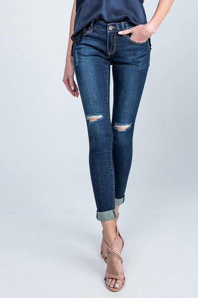 Special A Knee Destroyed Roll Up Skinny Jeans - Main Image