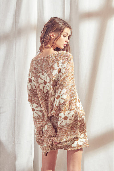 Sweater - Storia Oversized Cropped Sweater Daisy Floral - Girl Intuitive - Storia -