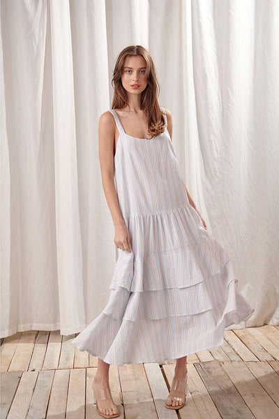 Storia Pastel Color Striped Midi Dress Girl Intuitive Storia Pastel Color Striped Midi Dress Girl Intuitive