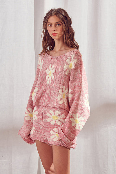 Sweater - Storia Oversized Cropped Sweater Daisy Floral - Girl Intuitive - Storia -