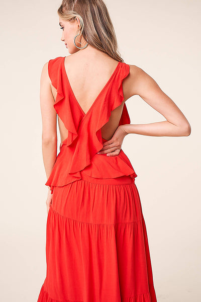 Sugarlips Night Out Ruffle Cross Back Maxi Dress Sugarlips Night Out Ruffle Cross Back Maxi Dress