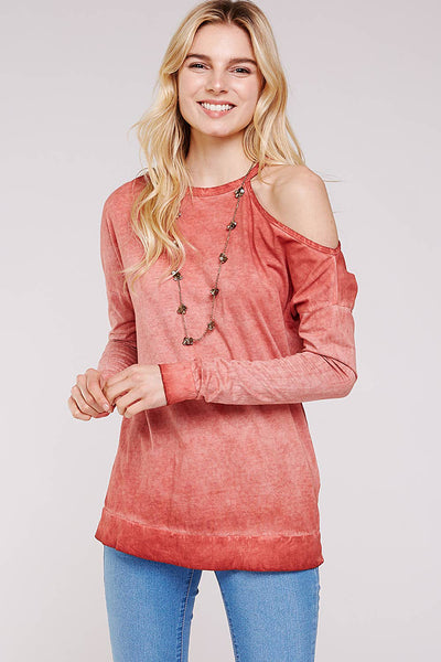 Sweatshirts - Open Shoulder Mock Neck Cotton Sweatshirt - Girl Intuitive - Urban X - L / Red