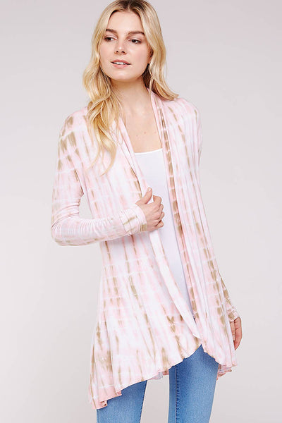 Sweater - Urban X Pink & Mocha Tie-Dye Knit Cardigan - Girl Intuitive - Urban X -