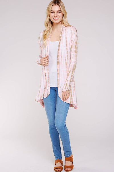 Sweater - Urban X Pink & Mocha Tie-Dye Knit Cardigan - Girl Intuitive - Urban X -