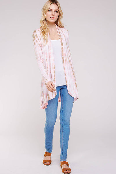 Sweater - Urban X Pink & Mocha Tie-Dye Knit Cardigan - Girl Intuitive - Urban X -
