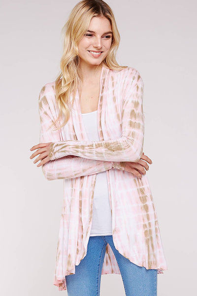 Sweater - Urban X Pink & Mocha Tie-Dye Knit Cardigan - Girl Intuitive - Urban X -